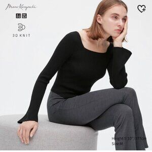 Mame Kurogouchi Uniqlo 3D Knit Black Thermal Sweater Size S